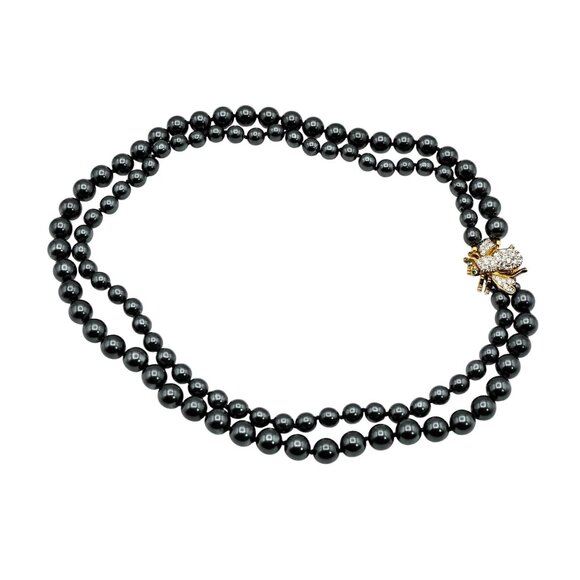 Joan Rivers Golden Bee Clasp Black Pearl Double Strand Necklace - Picture 5 of 6